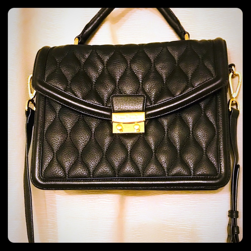 Vera Bradley Quilted Leather Lydia Satchel Black